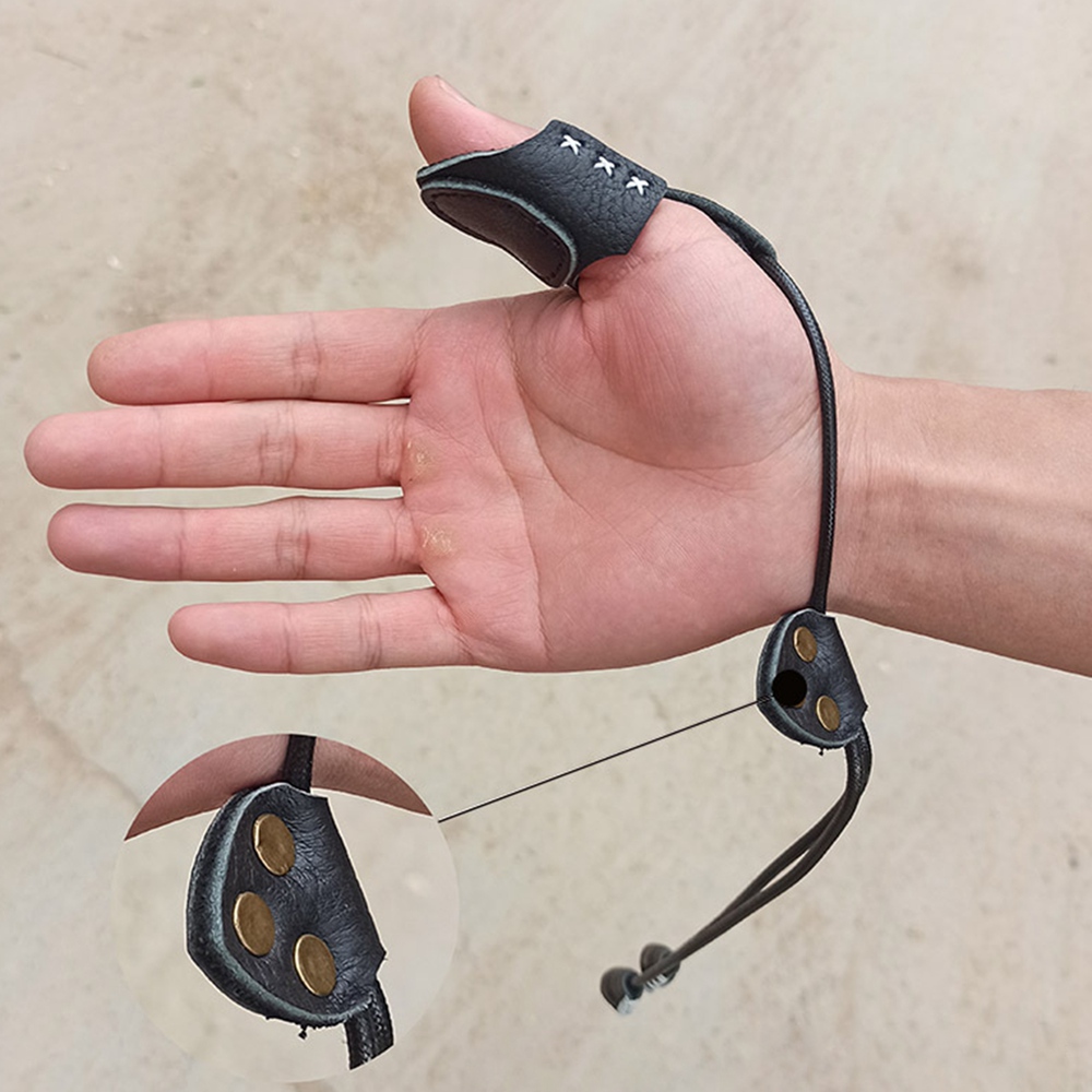 Anel de polegar para tiro com arco, guarda de dedo para caça, alvo recurvo, pele de vaca, protetor de couro macio, luva rica