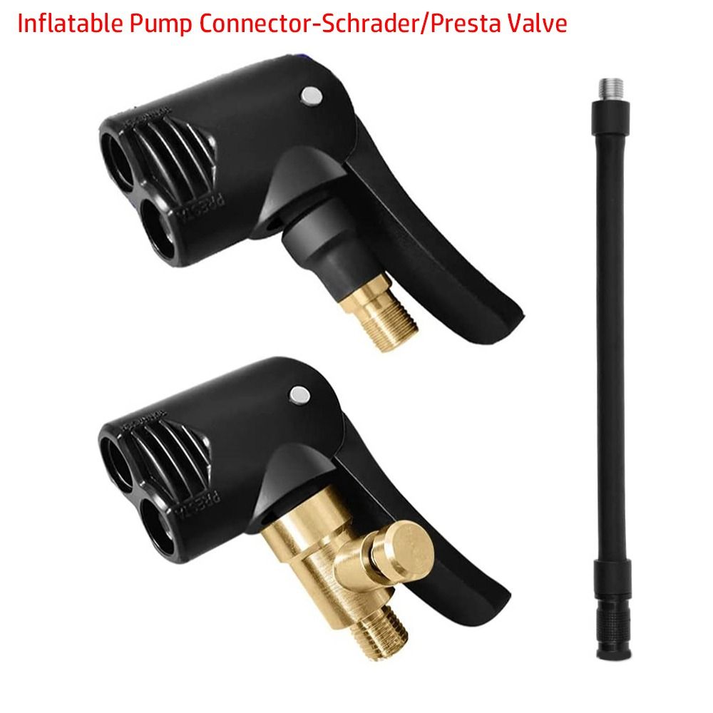 Adaptateur de assujetSchrader/Presta dégonflé 2 en 1, pompe à air portable, tuyau de buse, gonfleur, mandrin, connecteur de pompe gonflable
