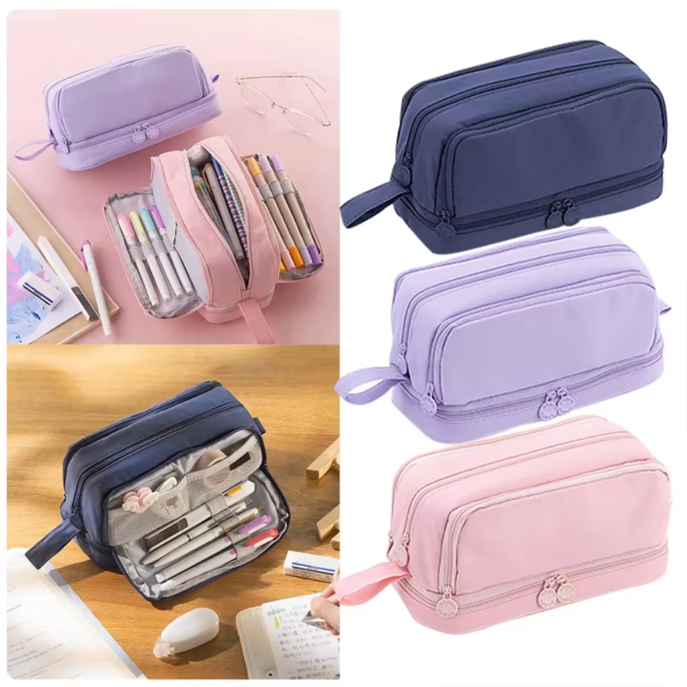3/4 Compartment Pencil Case Multilayers Large Capacity School Student Pencil Cases Transparent Partition Pen Divider Pen Bag