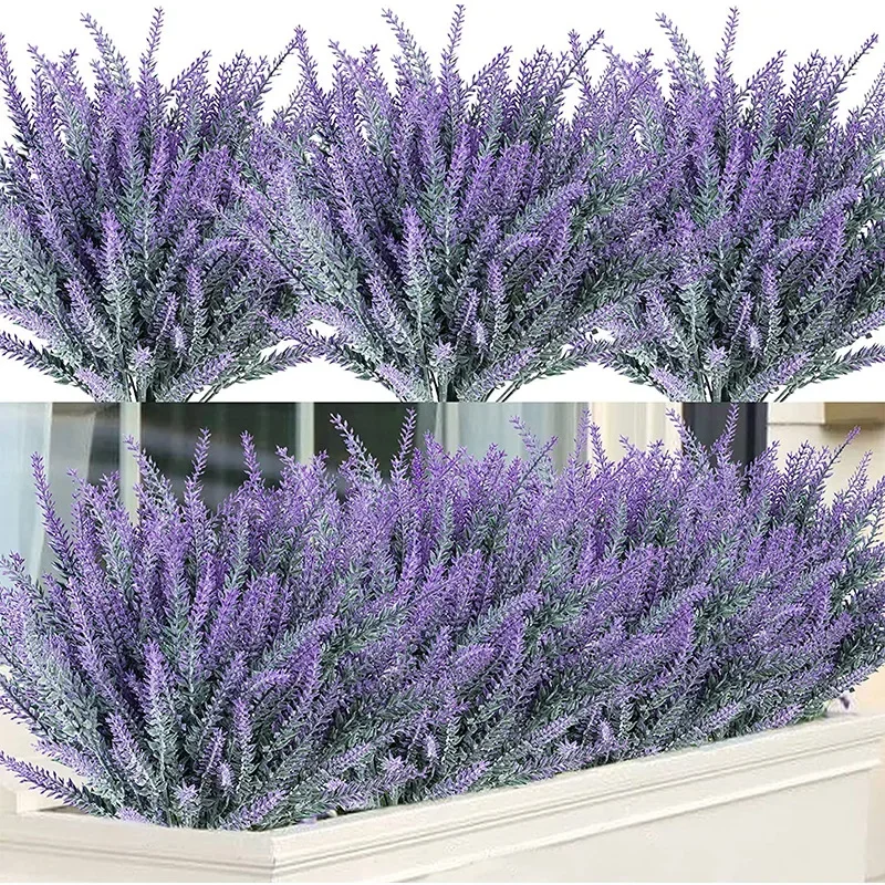 Ramo de flores artificiales de plástico de lavanda de Provenza, plantas falsas, boda, hogar, decoración de jardín al aire libre, Decoración de mesa