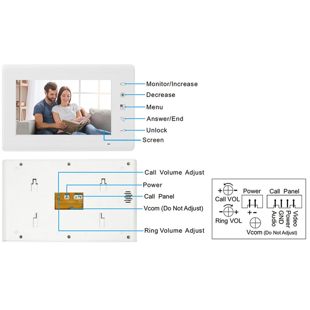 System wideodomofonowy M73T z 7-calowym monitorem, wizjerem wideo, kamerą, dzwonkiem wideo, zestaw telefoniczny do drzwi do domu, willi, mieszkania, IP