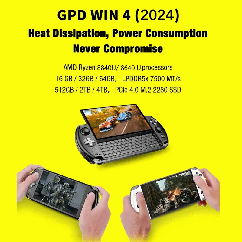 GPD 2025 WIN 4 32GB Memory RAM 1TB 2TB Hard Disk AMD 8840U HX370 Processor Handheld Gaming Portable Laptop Mini PC Touch Screen