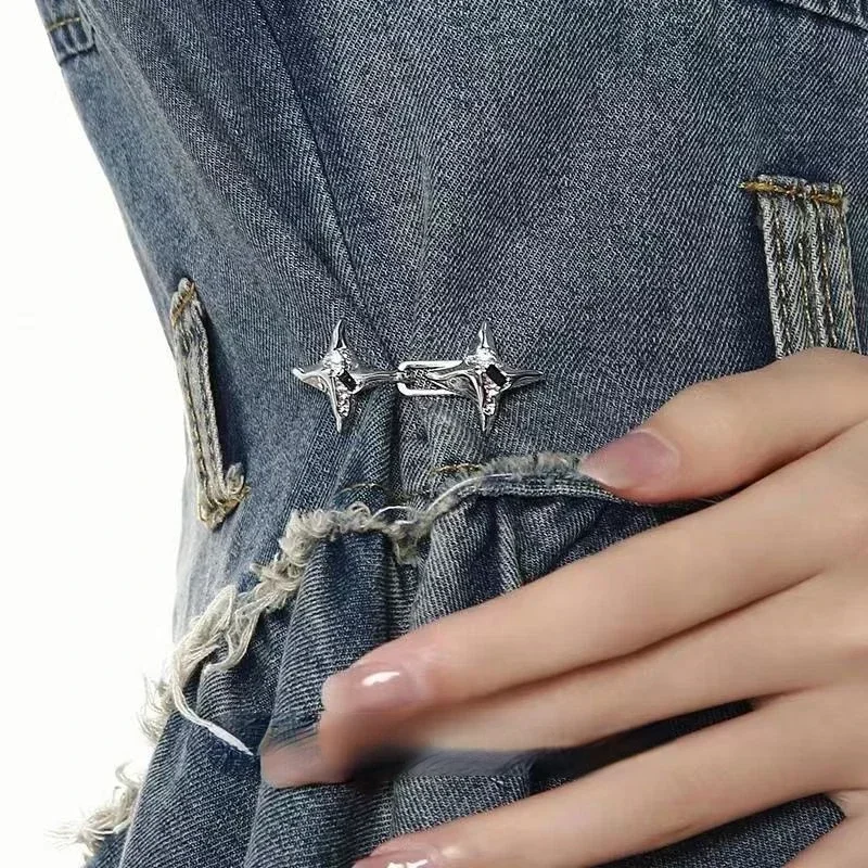 Verstellbare Taillenschnalle, Sternform, Jeans-Taillenstraffung, zu trendige Schnalle, feste Hose, Knopf, abnehmbares Kleidungszubehör, Paar