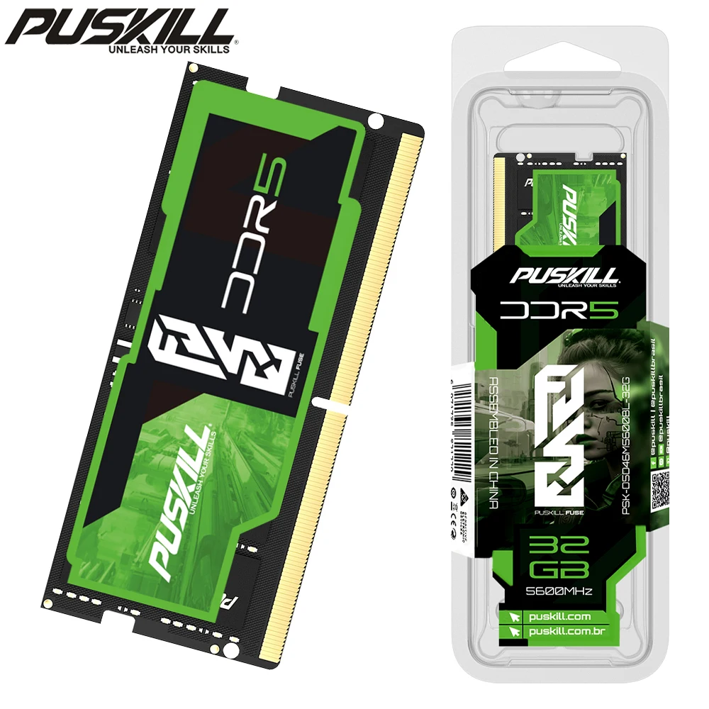 Puskill memoria ram ddr5 16gb 8gb 32gb 1,1 v 262-pin pc4 notebook 4800mhz 5200mhz 5600mhz für laptop SO-DIMM speicher