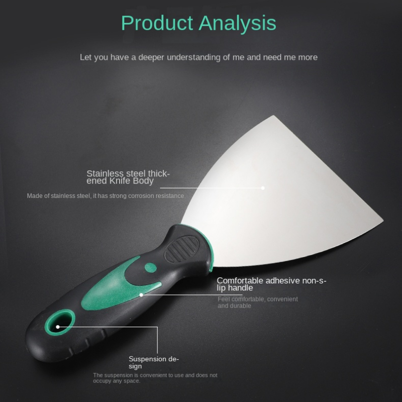 LINBOIN Stainless steel putty knife solid wood cleaning spatula putty knife putty decoration wall scraper paint tools