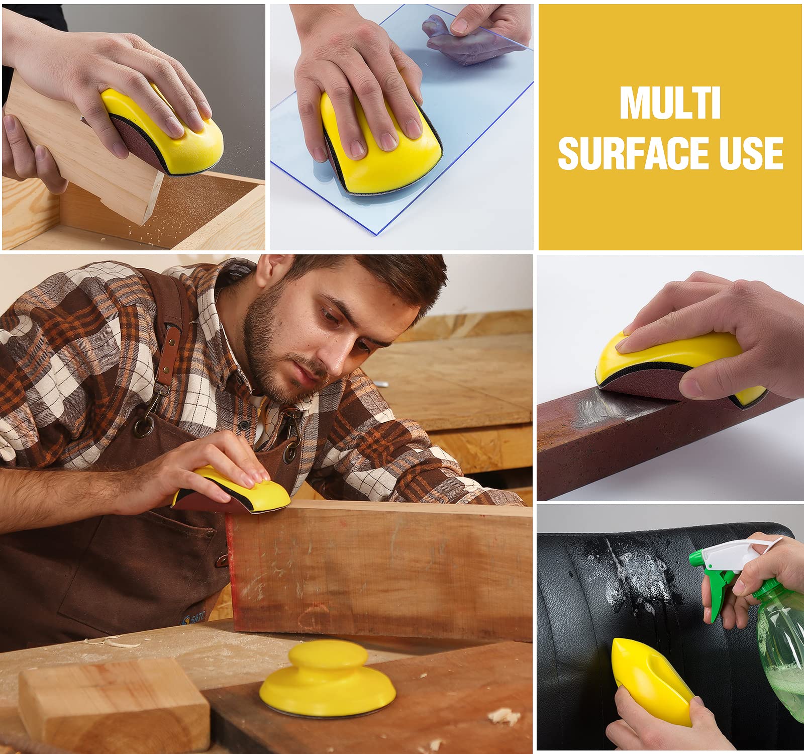 4PCS Hook and Loop Sanding Block Included 1Pcs  5 Inch Round and Mouse Sanding Block Meant for Wood Furniture Arts