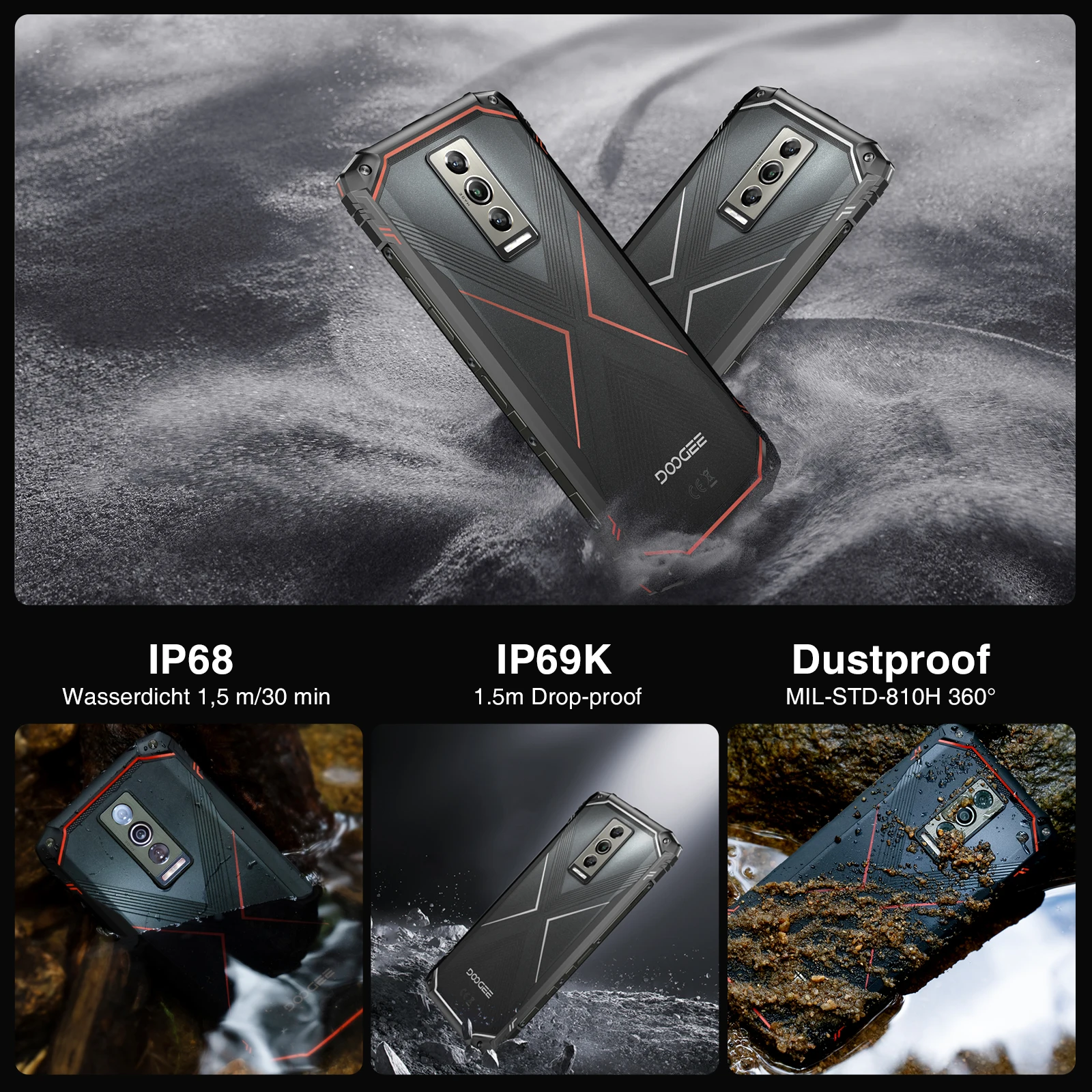 Robustes Mobiltelefon DOOGEE Blade 10 Pro(2024), Android 14 16 GB + 256 GB (2 TB), unzerbrechliches 6,56 Zoll HD + Display 5150 mAh