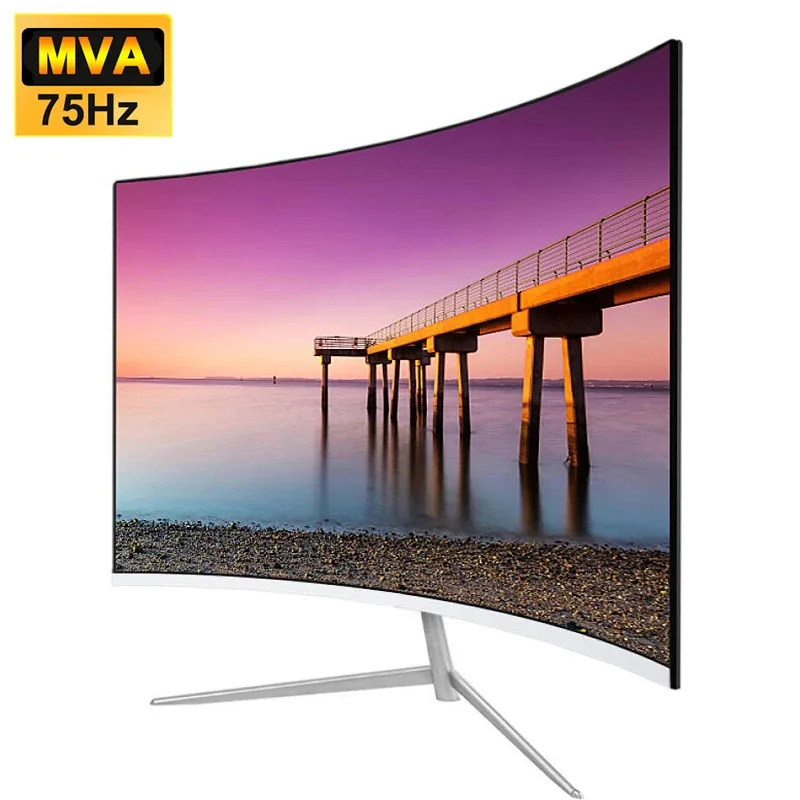 24 Inch Curved 75Hz Monitor Gaming VA FHD 1080P Computer Display 2800R HDMI/VGA DCR Eye Protect VESA 100*100 2ms Response