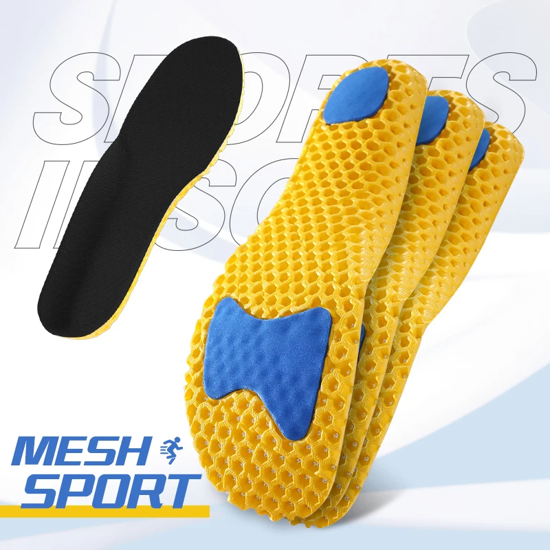 Plantillas ortopédicas de espuma viscoelástica para pies, almohadilla para suela de zapato, desodorante de malla, zapatillas transpirables, cojín para correr, 3 pares