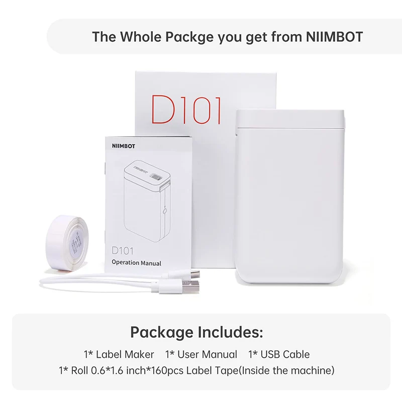​​NiiMbot D101 Mini Thermal Label Printer Portable Inkless Pocket Label Maker for Home Office Study Upgraded Version of D11 D110