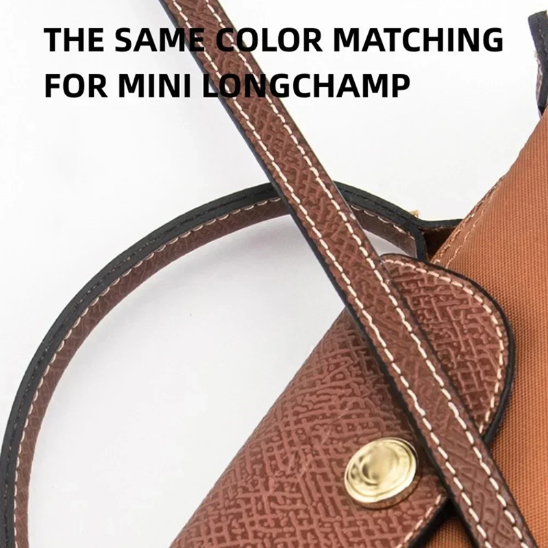 1 Juego de correas de bolso para Longchamp Mini sin perforaciones, conjunto de correas de hombro de cuero genuino, correa cruzada de transformación, accesorios para bolso