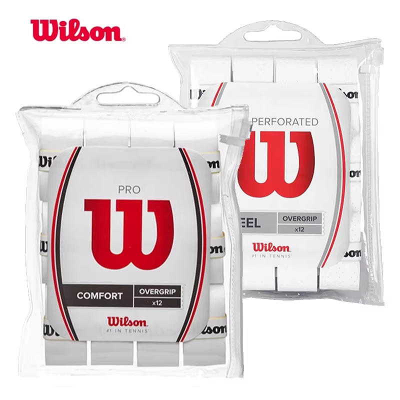 12 Uds. Overgrip de raqueta de tenis Wilson, banda para el sudor, agarre de absorción, mango de raqueta de PU, agarre de tenis, agarre de Padel PRO PERFORADO