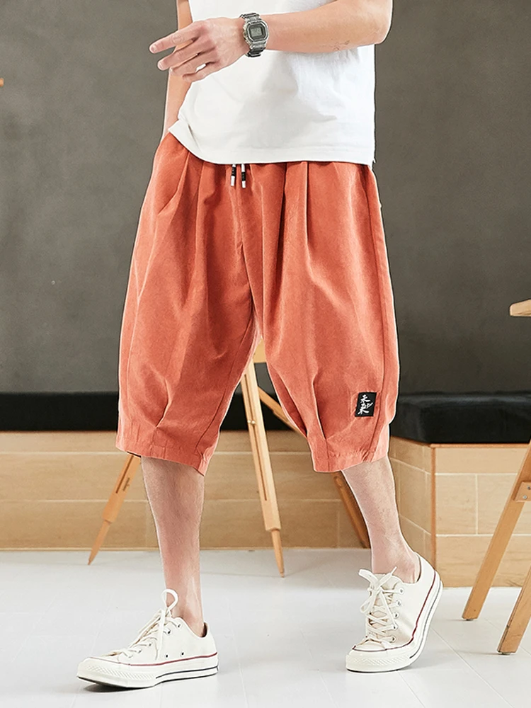 Plus Größe Sommer Harem Hosen Männer Kurze Jogger Chinesischen Stil Kalb-Länge Casual Baggy Hosen Männliche Capris Hosen 8XL
