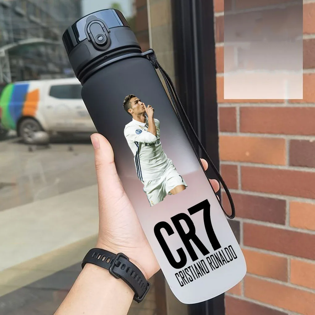 Cristiano Ronaldo botella de agua deportiva a prueba de fugas taza de plástico colorida beber viajes al aire libre gimnasio portátil jarras de Fitness regalo
