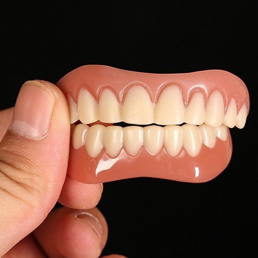 Silicone Upper/Lower False Teeth Dentures Paste Oral Hygiene Tools Fake Teeth Cosmetic
