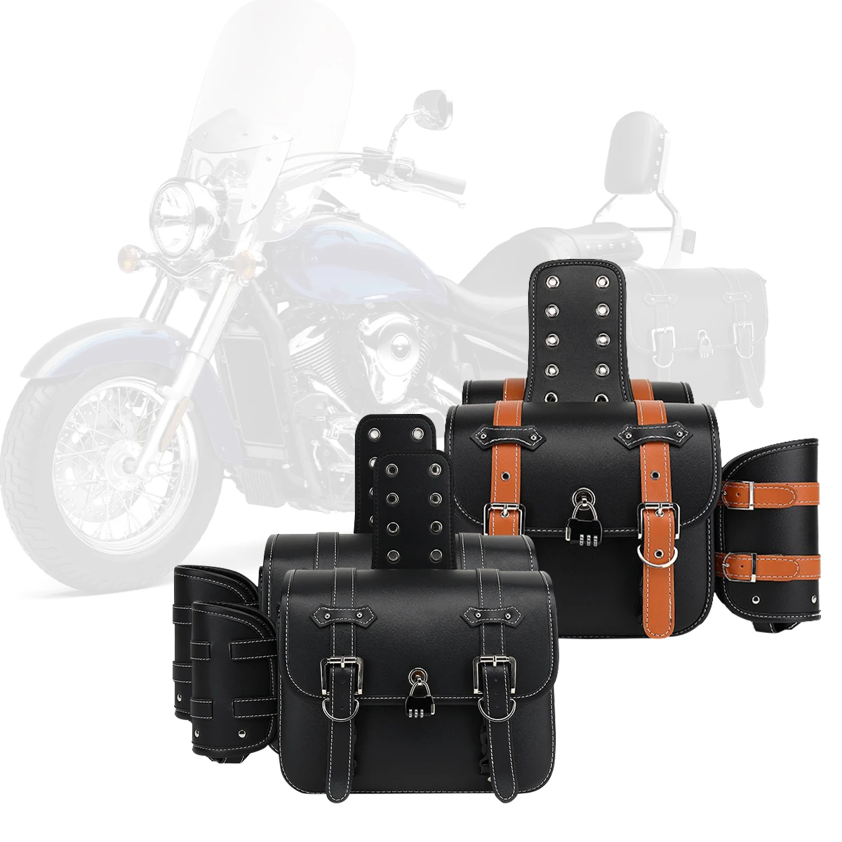 レトロファッションオートバイサドルバッグポーチ収納ケースサイド荷物タンクスーツケース防水 Pu レザーバイクアクセサリー