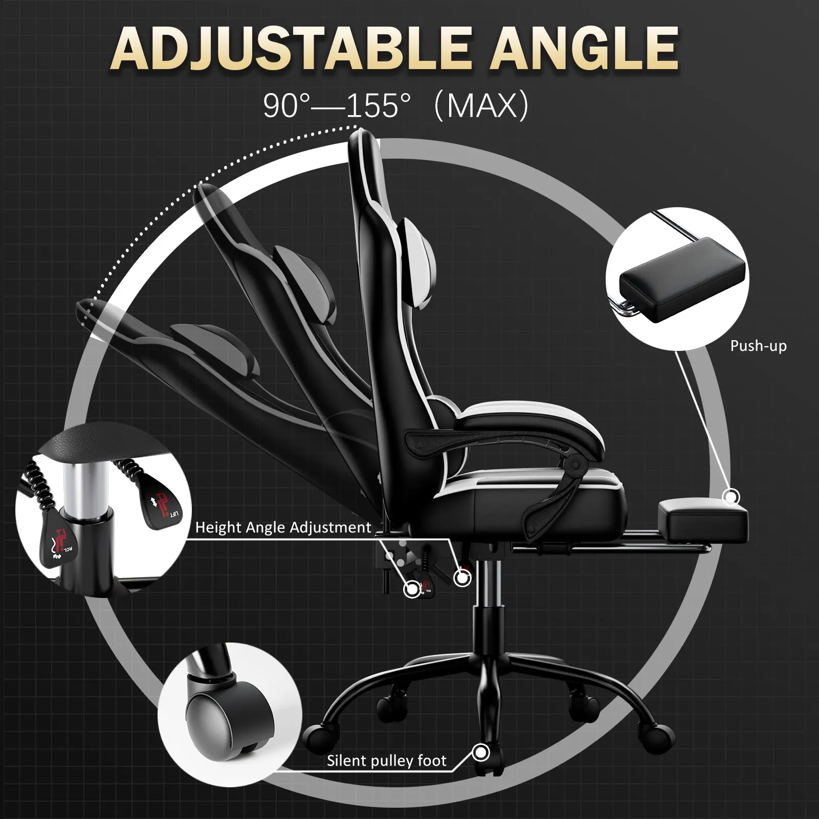 Gaming Chair, Ergonomic Video Game Chair for Adults, Comfortable Computer Chair with Footrest and Lumbar Support