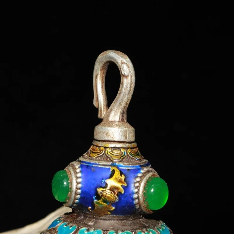 Coleção inicial incrustada jade banhado a ouro puro branco cobre cabaça garrafa de rapé ornamento fino acabamento a condição é como mostrar