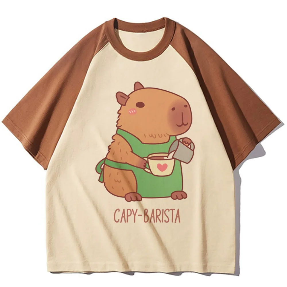 Camisetas de capibara para mujer, camisetas cómodas athleisure, ropa divertida japonesa harajuku para mujer
