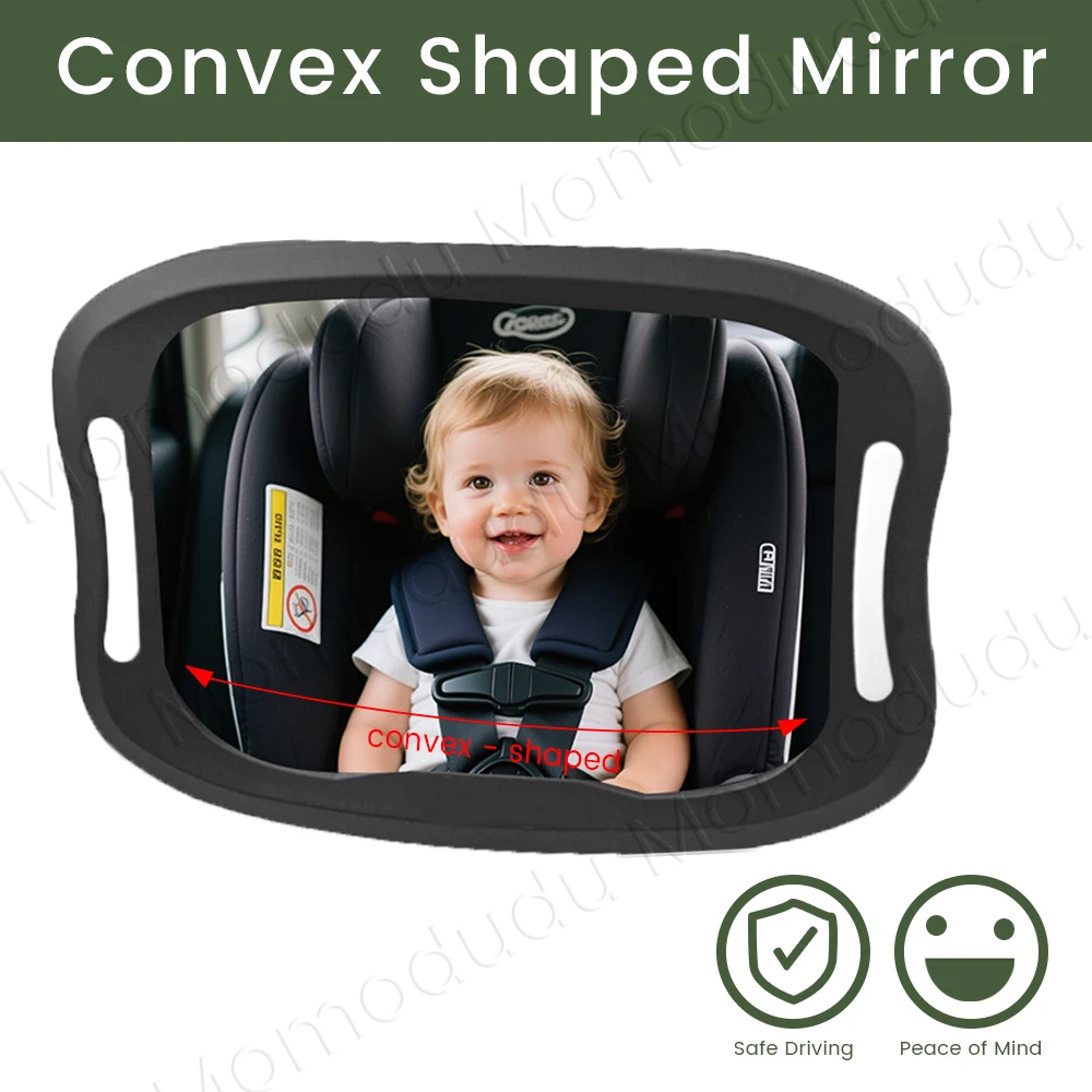 Miroir de voiture pour bébé LED avec télécommande lumière LED douce 360 °   Acrylique incassable à rotation pour une visualisation claire, s'adapte à tous les véhicules