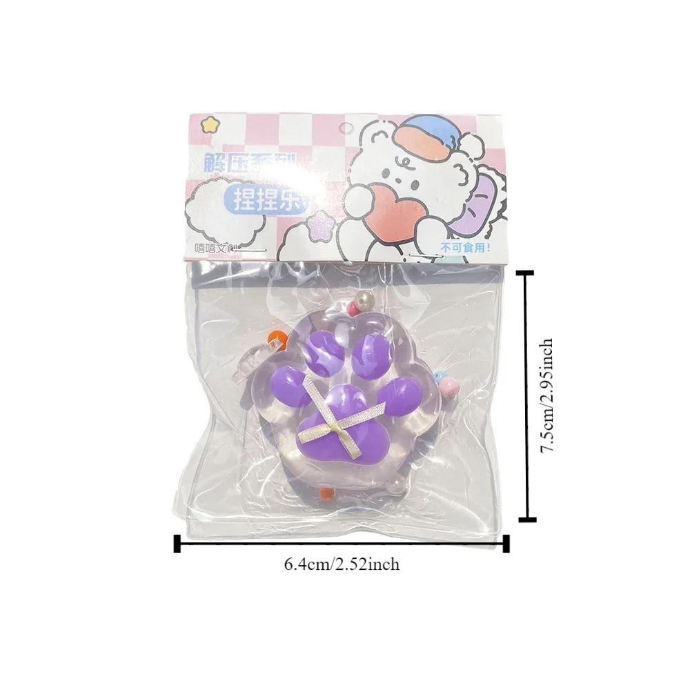 Safe TPR Cat Paw Slow Rebound Toy Pearl Bow Squeeze Cat Paw Cartoon Creative Cat Claw Pinch Toy Decorative