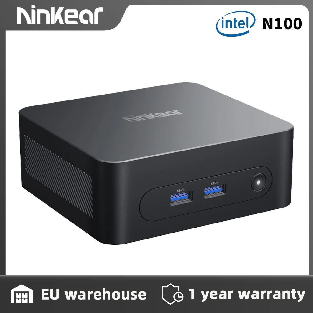 Ninkear N10 Mini PC Intel N100 4 rdzenie Max 3,4 GHz 16 GB 512 GB SSD 2 * HDMI 2.0 Podwójny wyświetlacz 2,4/5 GHz WiFi Bluetooth 5.0