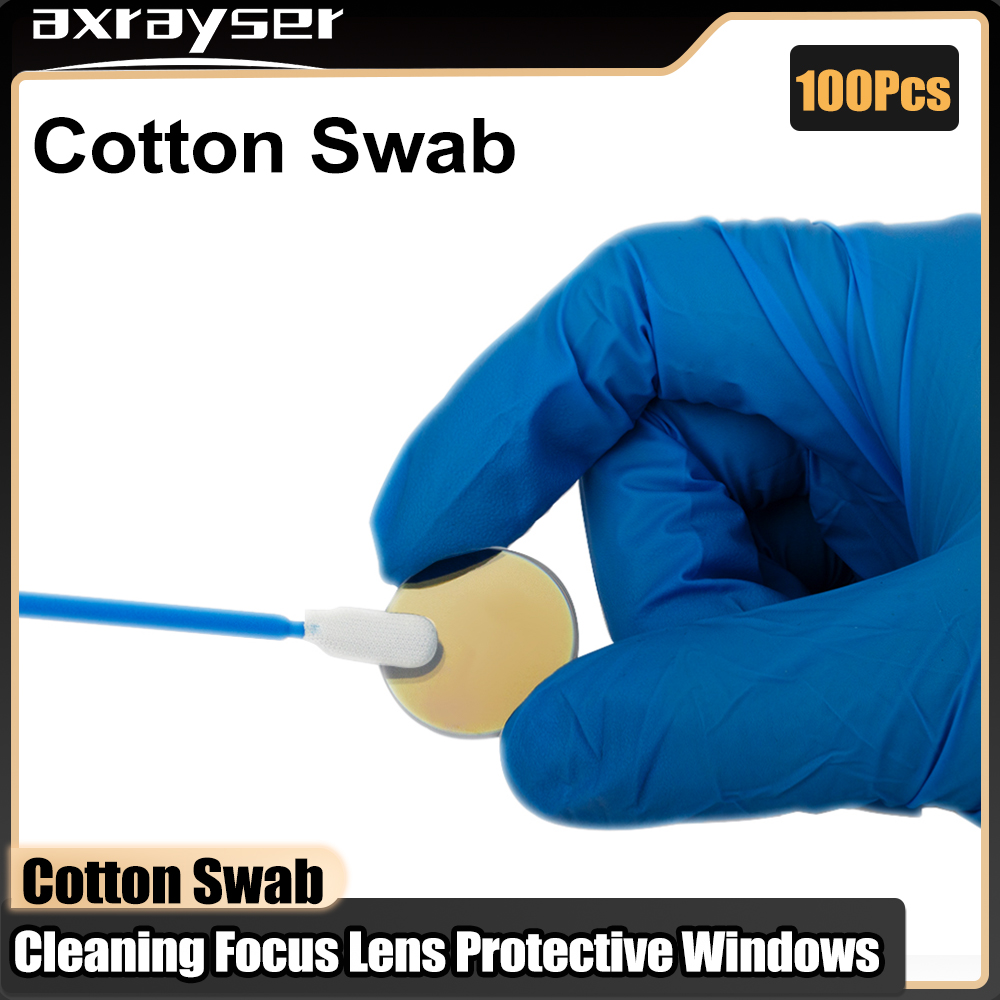 100 шт., промышленные ватные палочки, нетканые, антистатические, от пыли для оптоволоконных лазерных фокусирующих линз и защитных инструментов для чистки окон