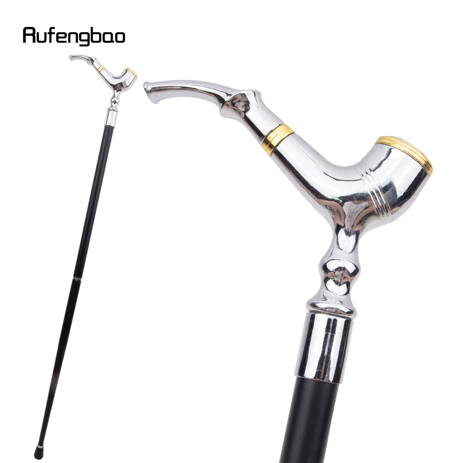 Bastón con patrón de tubería blanca, bastón decorativo de lujo para fiesta, perilla Crosier elegante, 93cm