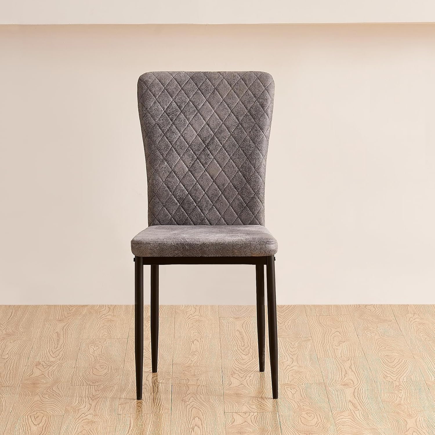 AINPECCA Suede Light Grey Dining Chairs Set of 4- Modern Armless High Back   Legs for Dining Room, Kitchen Room (Light Gray, 4)