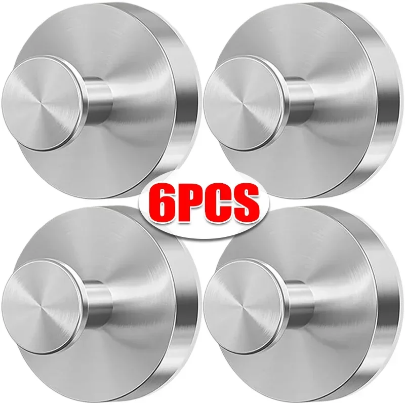 6/1PC Stainless Steel Suction Cup Hooks Punch-free Wall Mounted Hook Hanging Towel Holder Bathroom Kitchen Vacuum Suction Cup