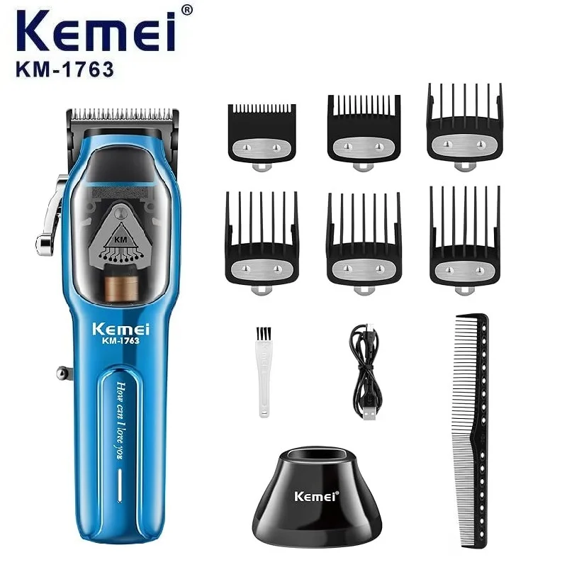 KEMEI Professionelle Haarschneidemaschine für Herren, Haarschneidesets, Bartschneider, verstellbare Friseurschneidemaschine mit wiederaufladbarem USB KM-1763