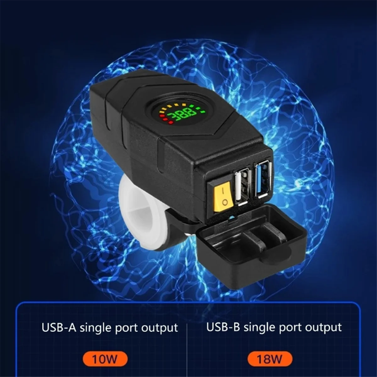 C1FB 20-80V E-bike stuur USB-oplader 24V 36V 48V 60V QC3.0 snelladeradapter (rood licht)