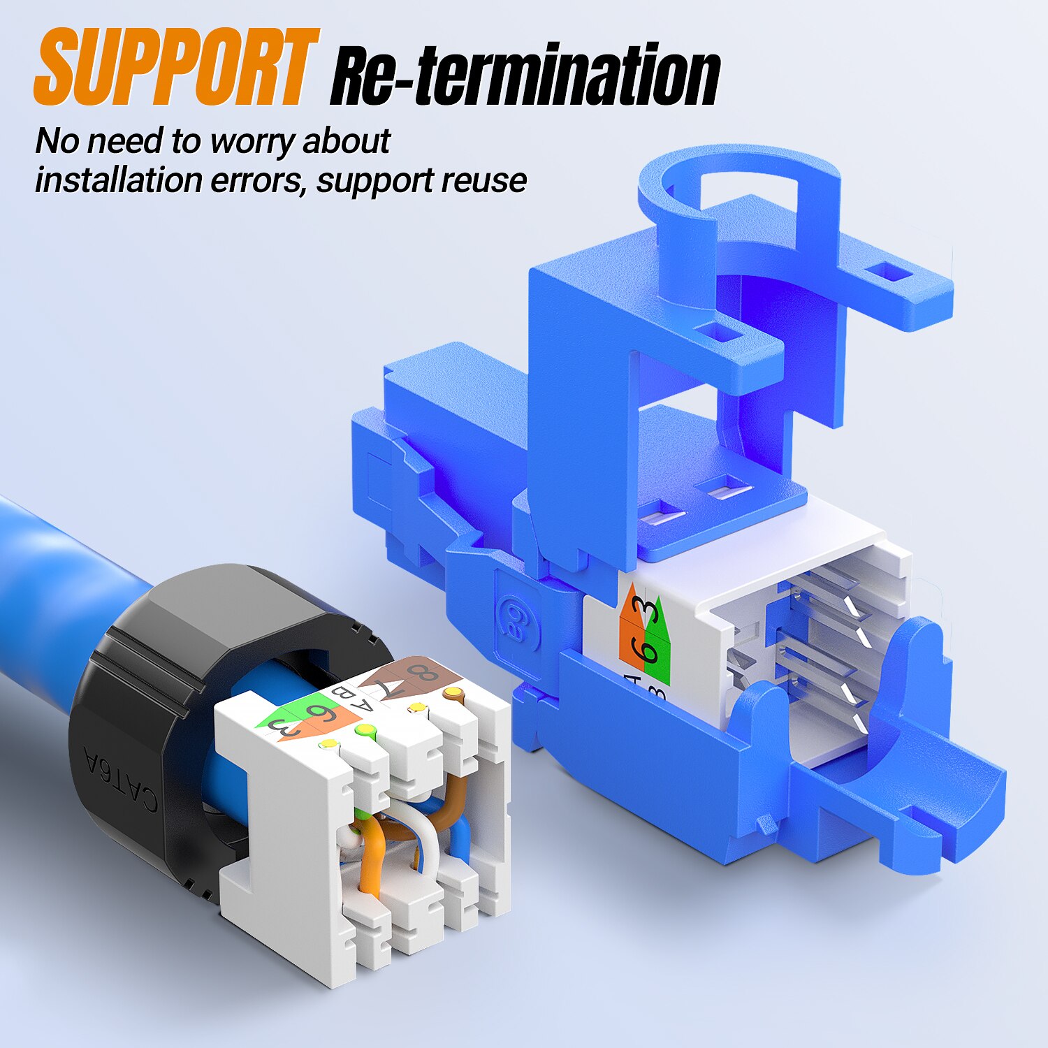 AMPCOM RJ45 conectores de enchufe Modular, Cat6 Cat6A UTP Stecker, conector de red sin Toolless, enchufes Ethernet, Cable, herramientas de Internet gratis
