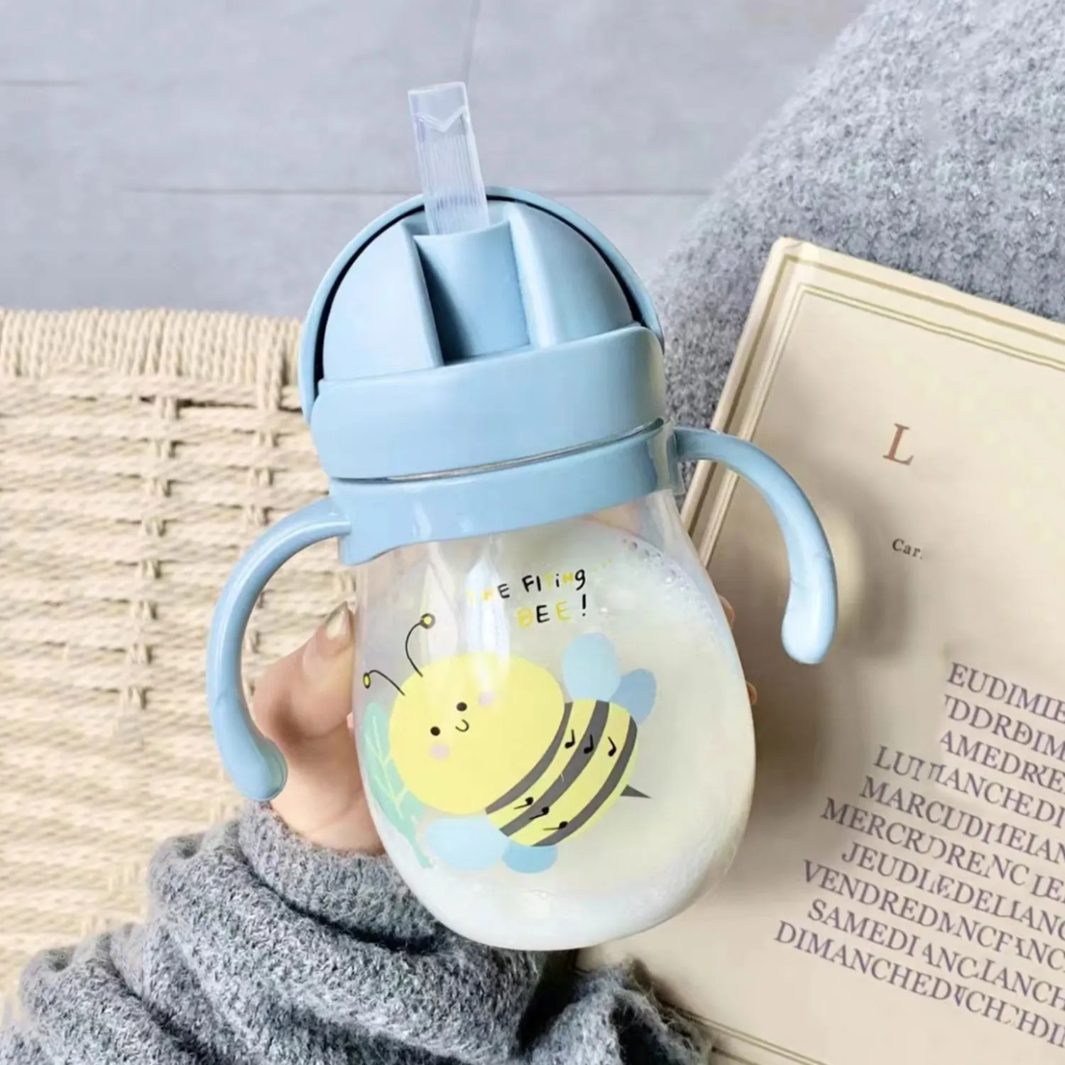 350/250ml เด็กฟางน่ารัก Anti-choking เด็กอนุบาลแรงโน้มถ่วงถ้วยน้ําเป็ด sippy ถ้วยเด็กดื่มขวด