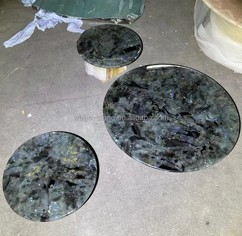 Juego de mesa de centro de granito Azul zafiro elegante, muebles de lujo para sala de estar