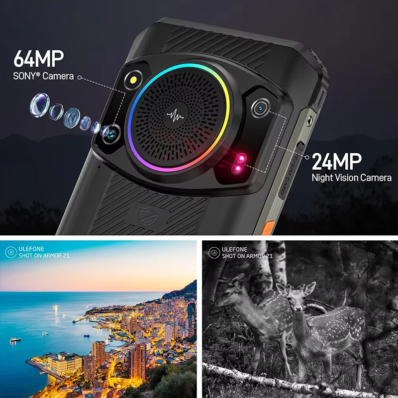 Ulefone-Armor 21 Smartphone Robusto, Celular Versão Global, 4G Celular, 16GB de RAM, 256GB ROM, Android 13, G99, 64MP, 9600mAh
