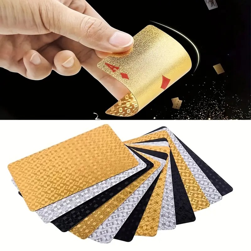1 パックダイヤモンド防水プラスチックトランプゴールドダイヤモンド箔ゲームトランプボードゲームファミリーゲームパーティーエンターテイメント