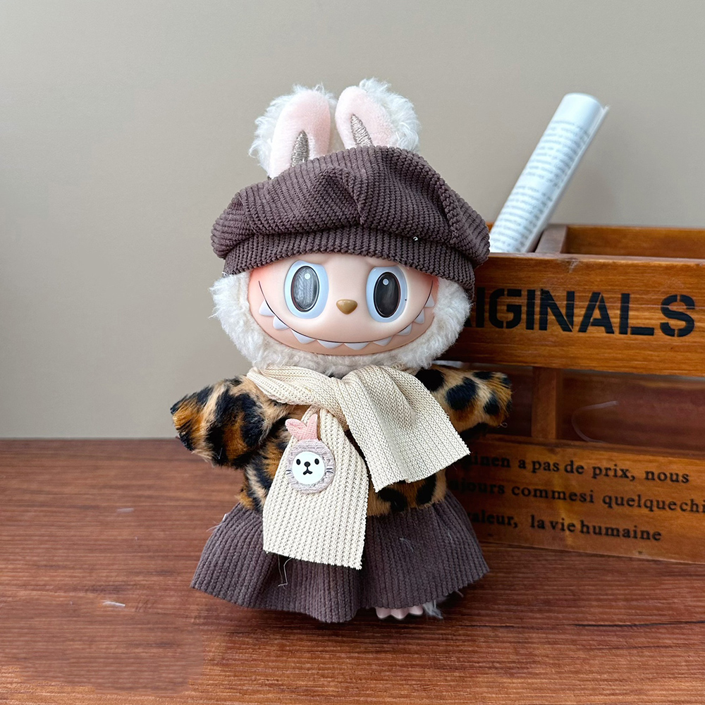 Für Ropa Labubu 17 cm Labubu-Set, Hut, Kunststil, kleine Künstlerkleidung, Labubu-Kleidung