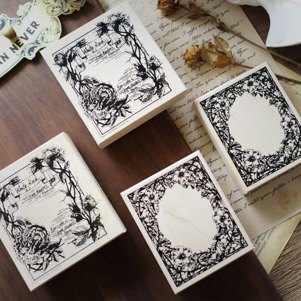 Diy Holzstempel Gummi Scrapbooking Journal Retro Rand Big Flower Seal [Buchstabe Blume