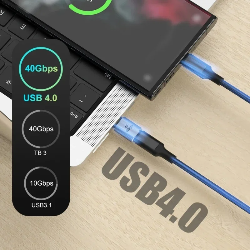 Convertidor USB 4,0 de 90 grados, adaptador Thunderbolt tipo C hembra a macho, codo de ángulo recto, auricular USB, extensor de carga de datos de Audio