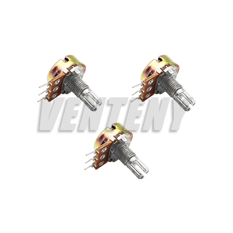 5 uds 15mm 3pin WH148 potenciómetro lineal 1K 2K 5K 10K 20K 50K 100K 250K 1M Kit de potenciómetros con tuercas y arandelas
