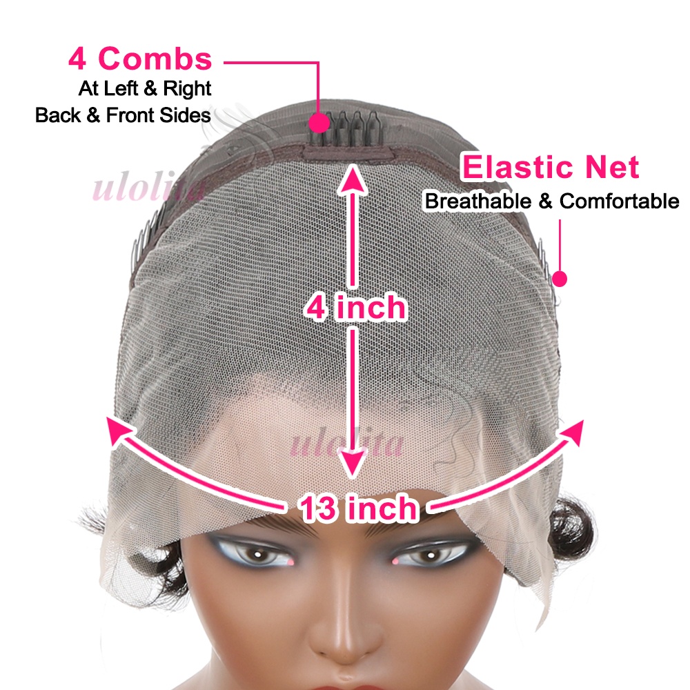 픽시 컷 13x4 투명 레이스 프론트 가발 여성용 짧은 밥 가발 브라질 스트레이트 hd 레이스 정면 인간의 머리 가발 200 밀도