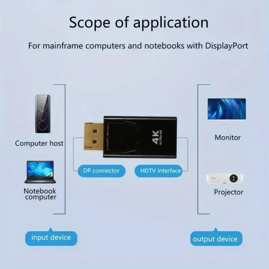 4K DP DisplayPort to HDMI-compatible Adapter Converter Display Port DP to HDMI-compatible HDTV Adapter Video Audio Laptop PC