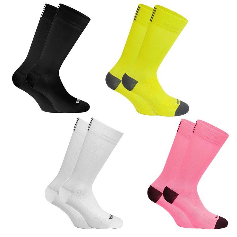 4 pares de calcetines de ciclismo para hombre, calcetines para bicicleta de carretera, alta calidad, competición profesional, deporte, montar, fútbol, malla, calcetín transpirable para bicicleta