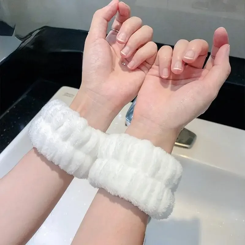 2 pçs lavagem de rosto mão alça de pulso reutilizável suor banda microfibra toalha flexível absorvente pulseira de pulso lavagem facial confortável