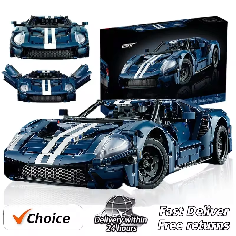 Technisch 2022 Blauwe GT 42154 Race Auto Model Kit voor volwassenen om MOC te bouwen Verzamelbare set 1:12 schaal Supercar DIY speelgoed Verjaardagscadeau