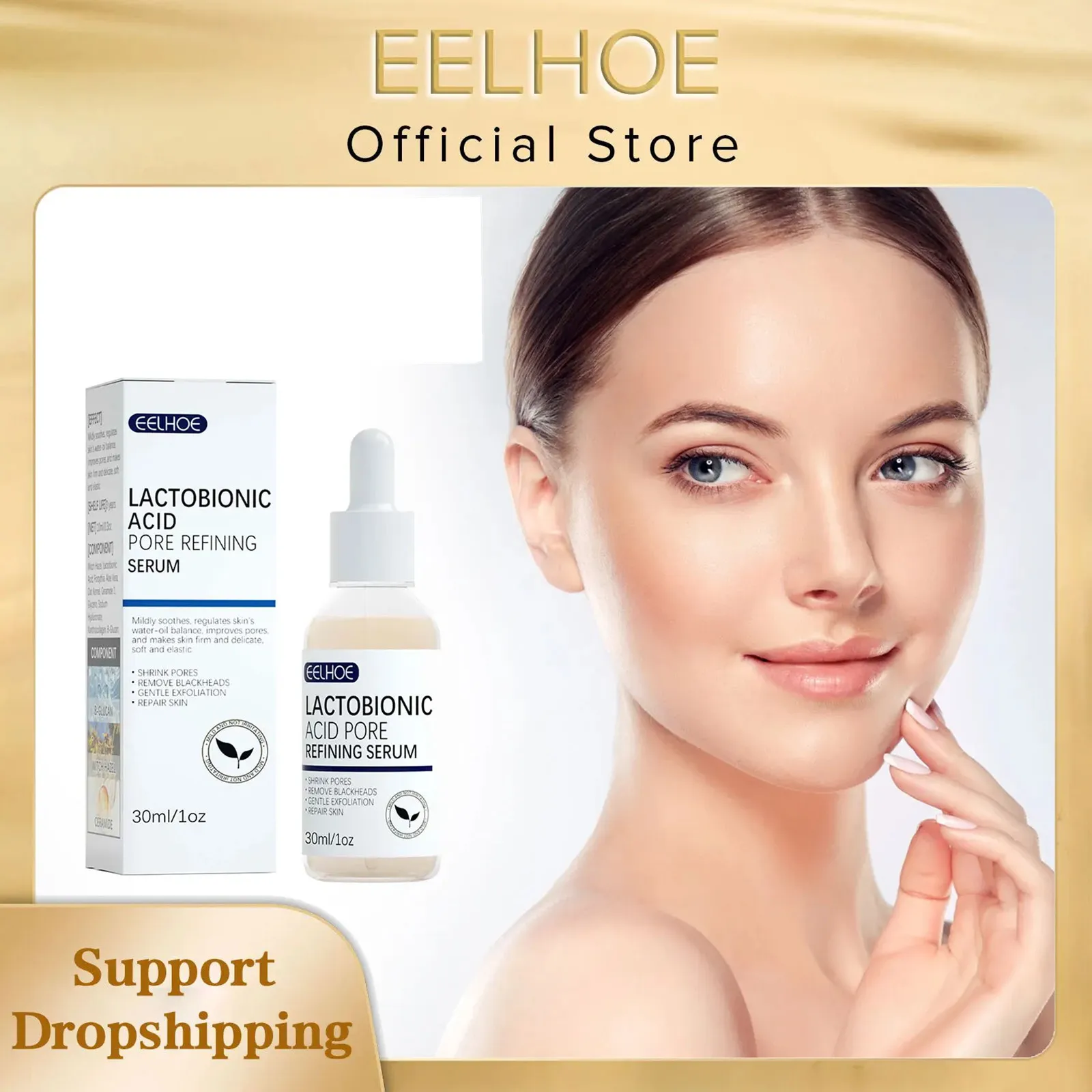 EELHOE Acido Lattobionico Pori Termoretraibili Siero Viso Riparazione Della Pelle Rimuovere Punti Neri Acne Cura Della Pelle Idratante Duraturo Cosmetico Coreano
