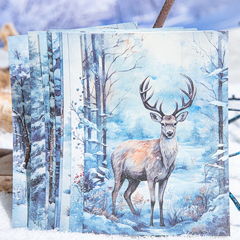 6 Stile 30 Pz/borsa inverno neve tema materiale carta manuale creativo materiale scrapbook fai da te busta biglietto di auguri diario di vetro
