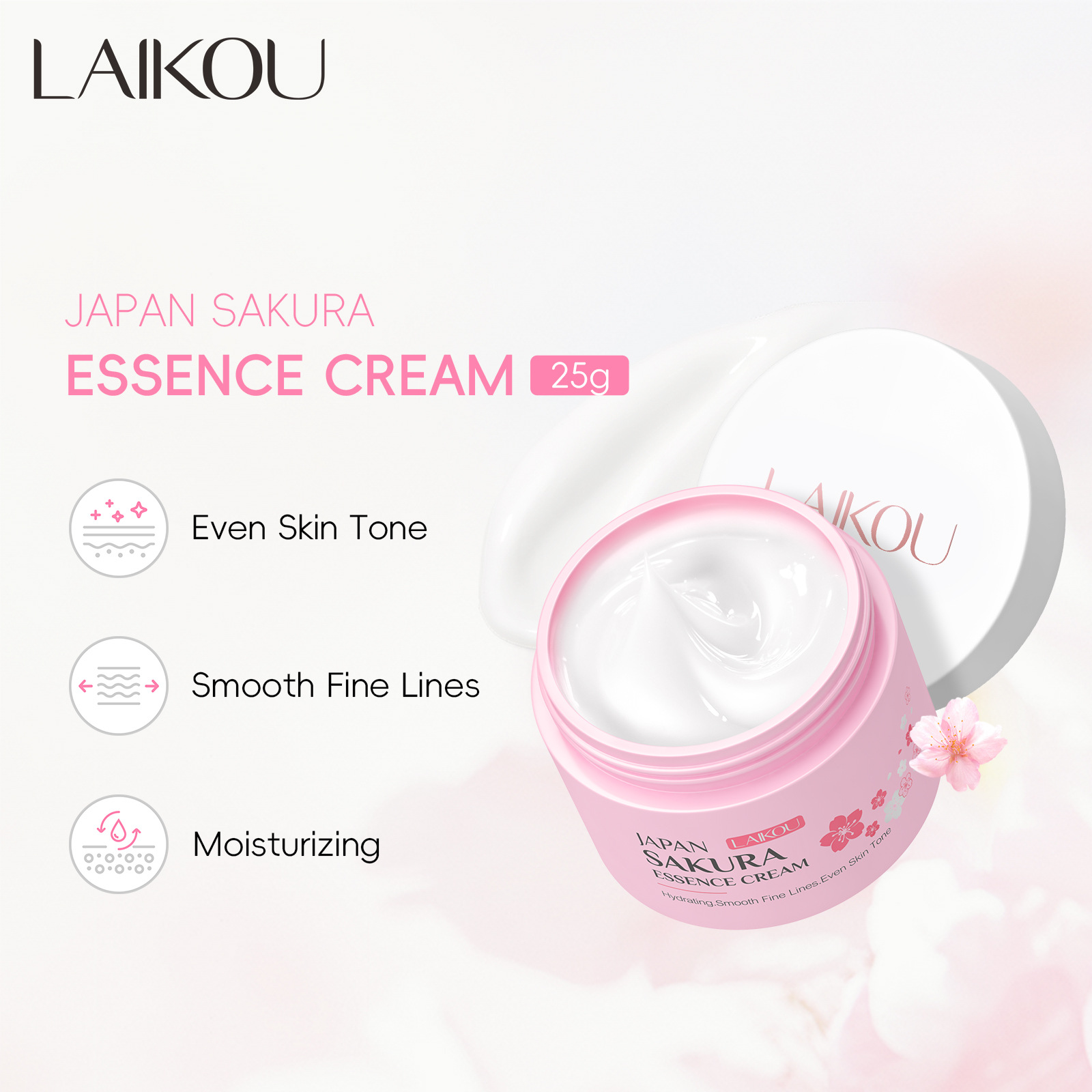 LAIKOU Japan Sakura Essence Cream Cherry Blossom Facial Cream Moisturizing Improving Dryness & Roughness Face Skin Care