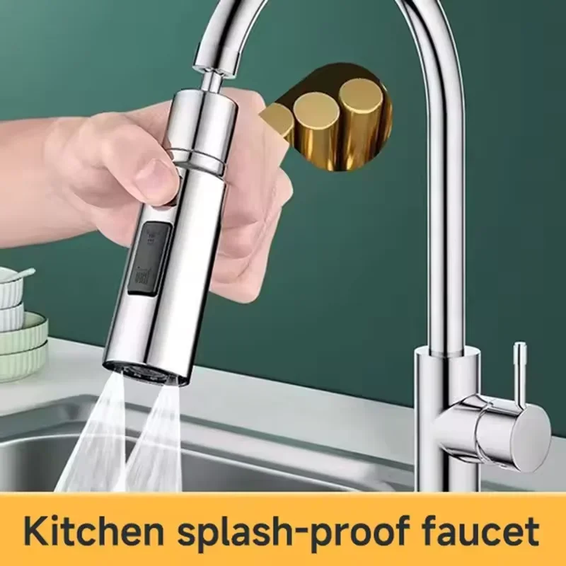 Pulverizador de chuveiro anti-respingo, 3 modos, filtro de cozinha, extensor de torneira, cabeça de liga de metal, economizador de água, torneira universal para casa